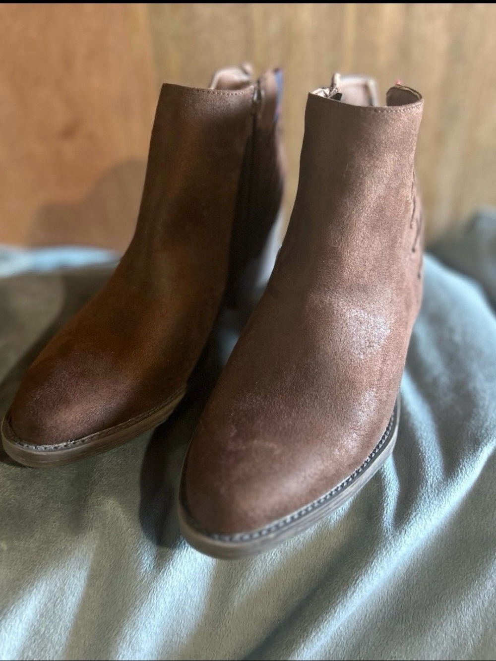 Volatile Brown Suede Ankle Booties